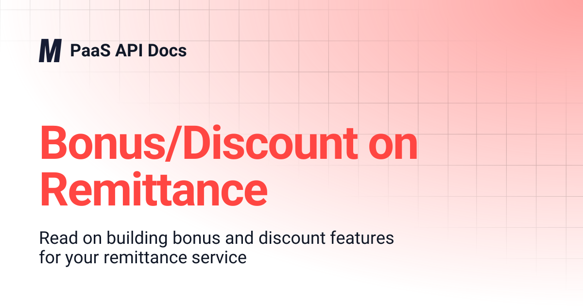 Bonus/Discount on Remittance | PaaS API Docs