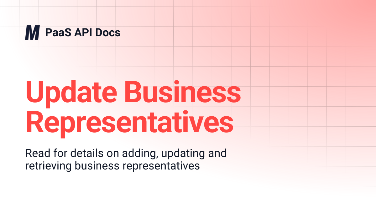 Update Business Representatives | PaaS API Docs